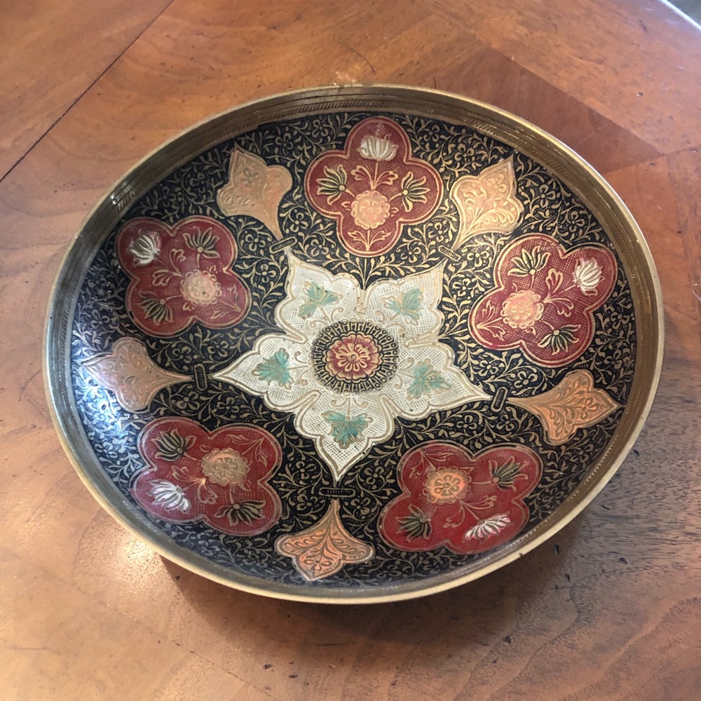 Decorative antique brass bowl